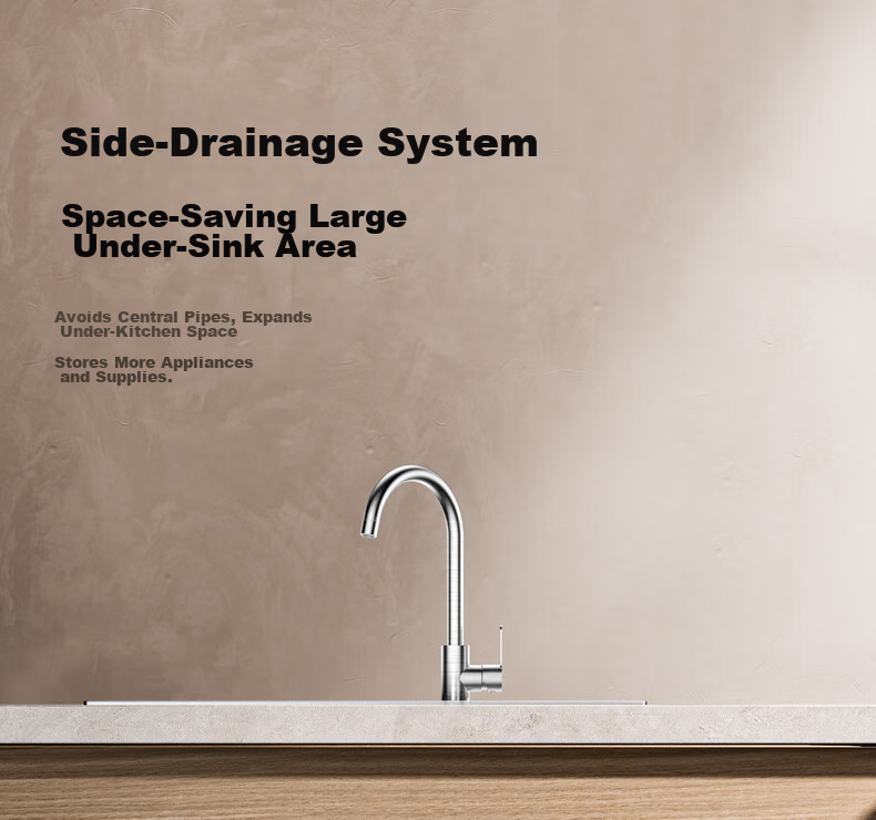 JOMOO Stainless Steel Brushed Large Capacity Kitchen Sink Single Basin Faucet Set 68*45 02390 22