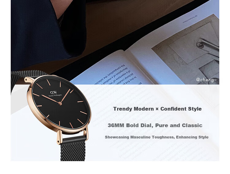 Daniel Wellington DW Men's Watch Niche Luxury Rose Gold Steel Band Quartz Wristwatch Gift Box Qixi Festival Gift for Boyfriend DW307 5