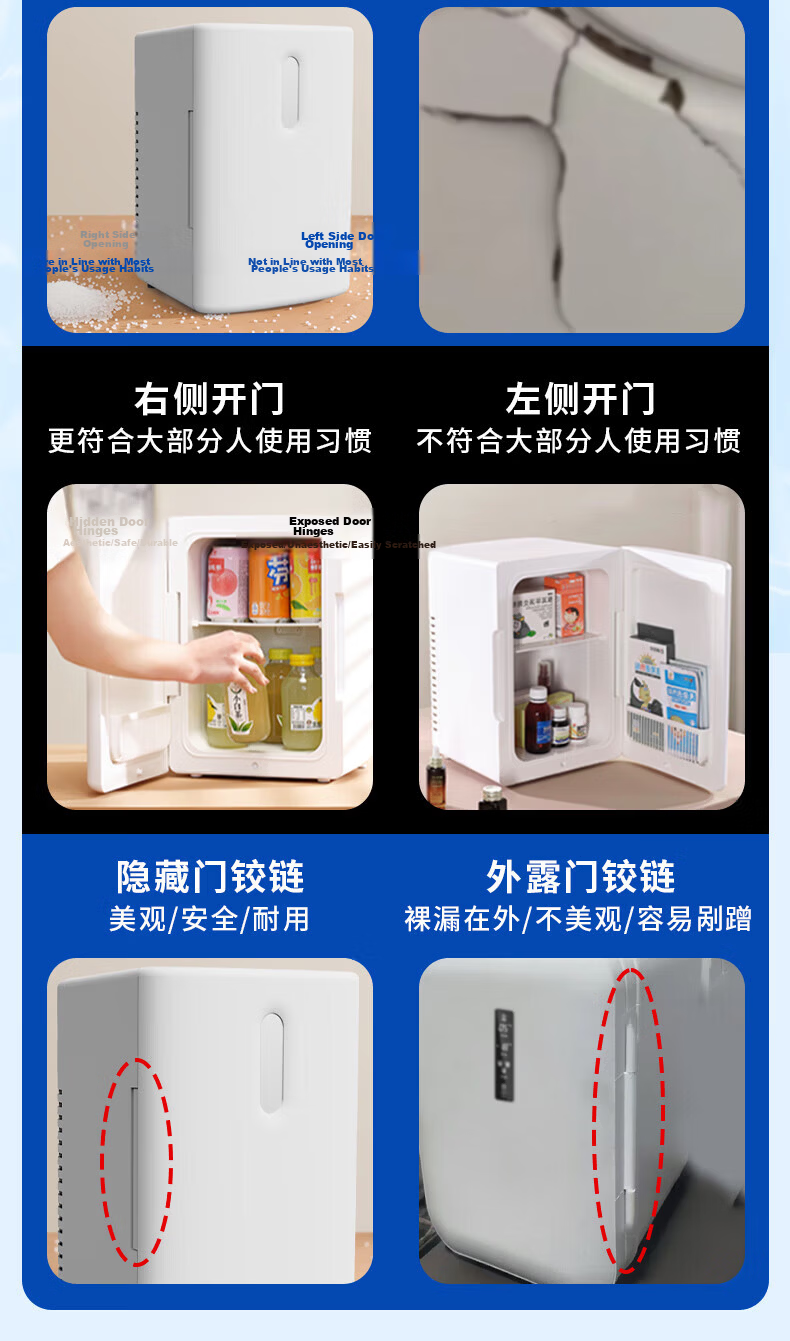AUCMA Mini Refrigerator, Car Fridge, Small Bar Cooler, Compact Mini Fridge for 1-3 People, Dormitory, Rental Apartment, Outdoor Cold And Warm Storage Box 3