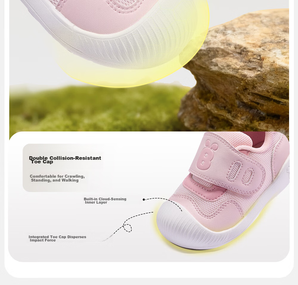 BOBDOG Toddler Shoes, Baby Walking Shoes, Soft Sole, Non-Slip, Spring Style, Anti-Collision, Functional Shoes for Boys And Girls, Infant Footwear, Khaki, Size 20 20