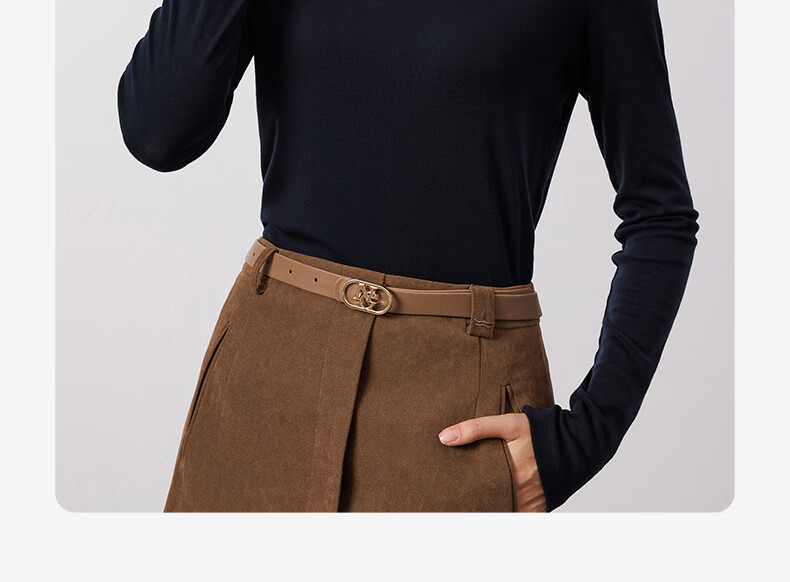 Navigare Women's Turtleneck Slim-Fit Base Layer, High-Elastic Solid Color Long-Sleeve Top 2335084501 34