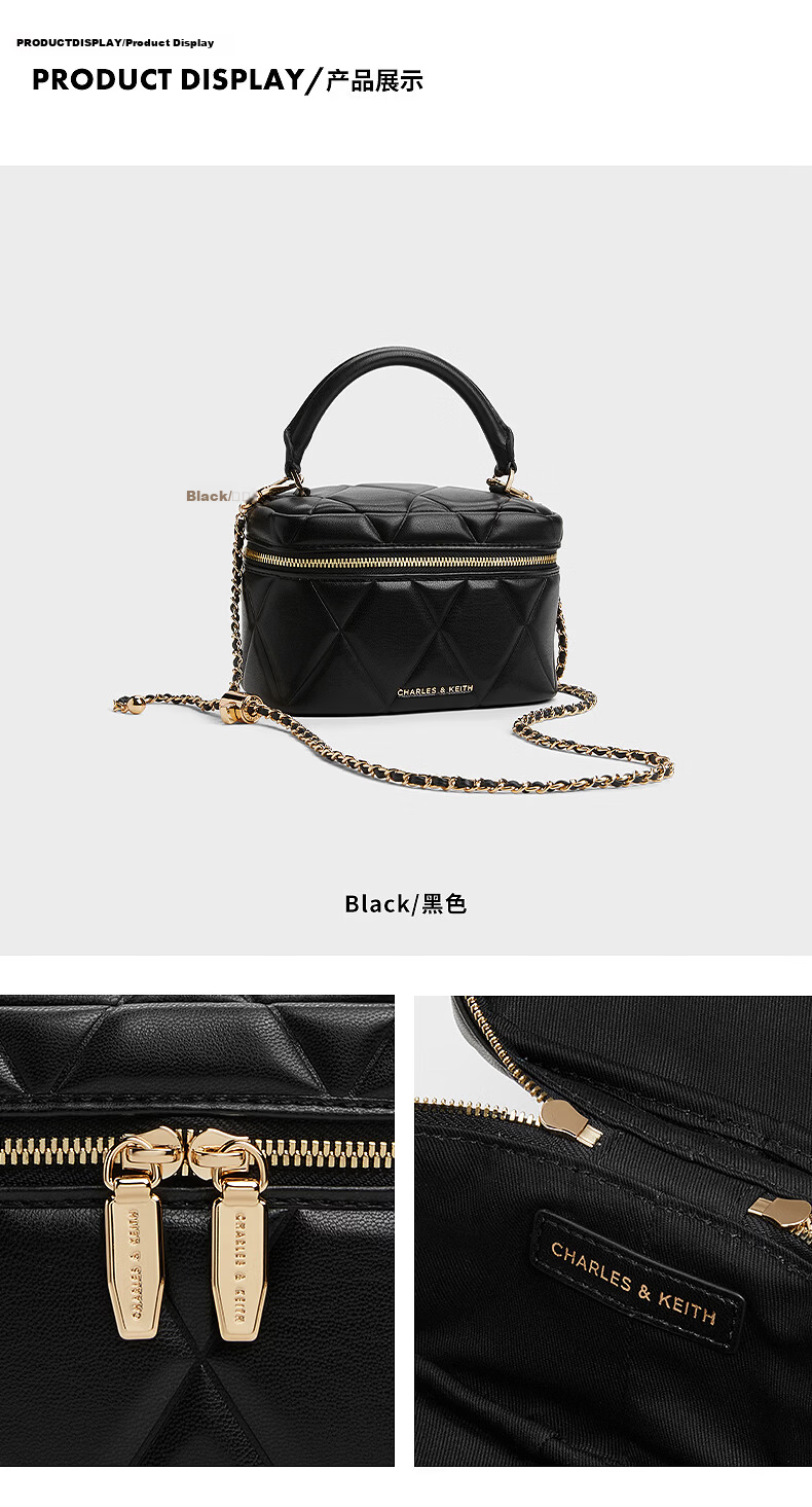 CHARLES & KEITH Quilted Chain Handle Small Square Crossbody Box Bag Women's Birthday Gift CK2-80782534 13