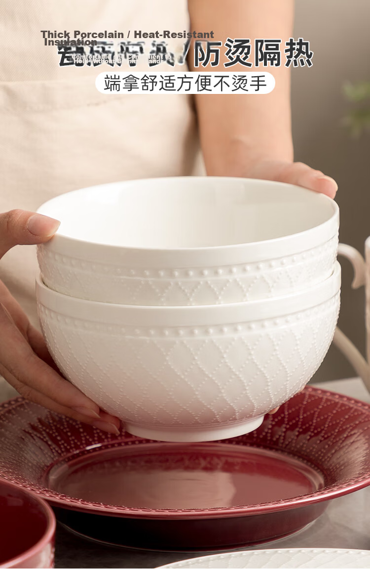 Banwushenghuo Large Ceramic Soup Bowl with Lid, Double-Handled Soup Pot, High-Capacity Soup Bowl for Home Use, Underglaze Colorful Large Serving Bowl 13