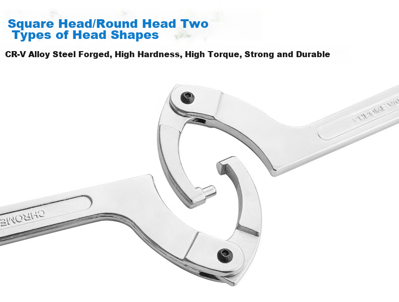 Kuanteng Adjustable Crescent Wrench Hook Head Universal Oil Cylinder Round Nut Shock Absorber C-Shaped Wrench Tool 1