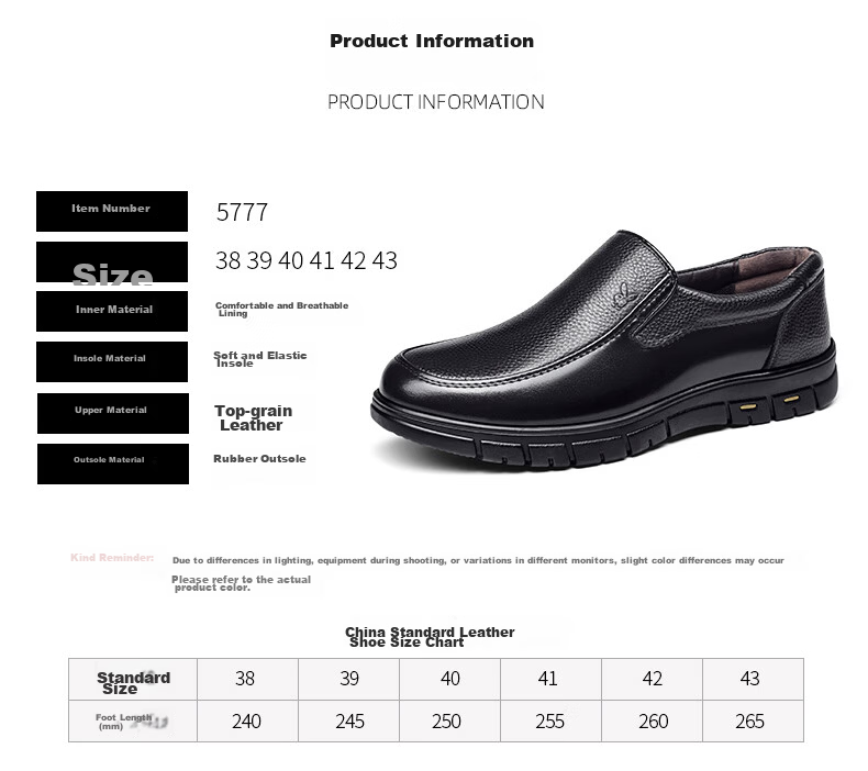 PLAYBOY Men's Lightweight Comfortable Business Casual Slip-On Leather Shoes Black Size 42 4