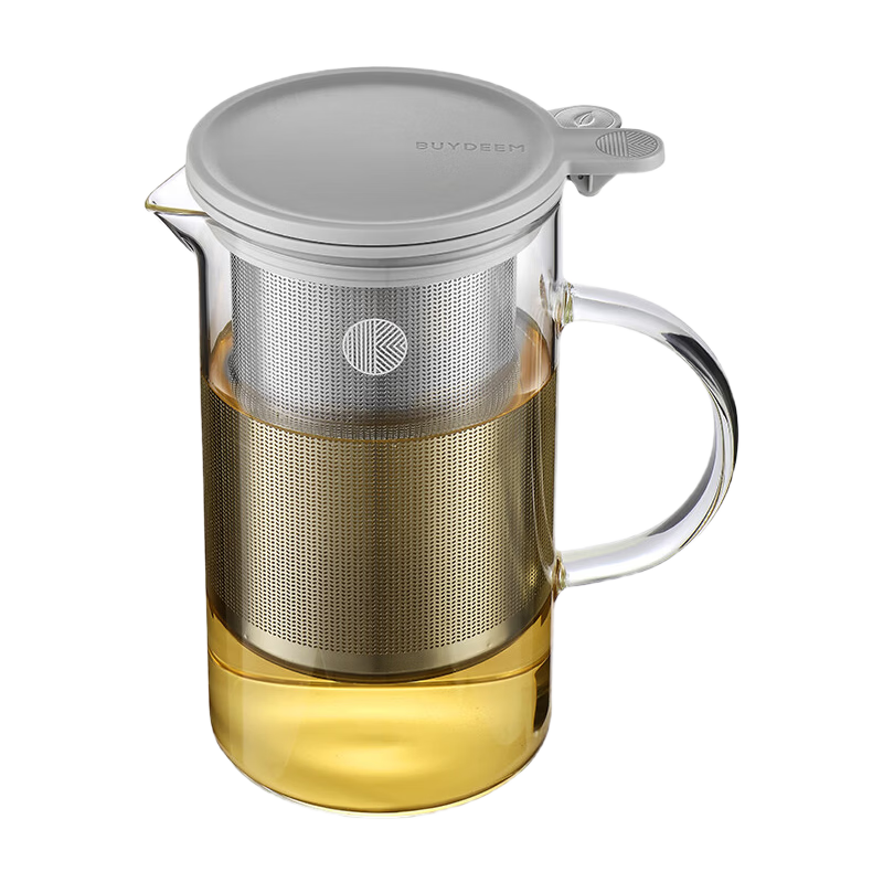 Buydeem Glass Teapot, Large Capacity Office And Home Use High Temperature Resistant Tea Infuser with Separate Compartments