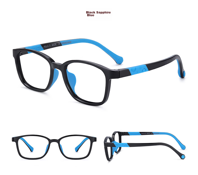 Pulais Kids Blue Light Blocking Glasses Anti-Myopia Frame Unisex Dark Blue 8072 + Gift Box 33