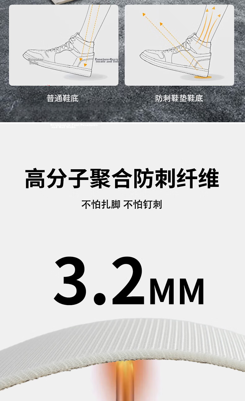 FOOTOPPO Kevlar Anti-Puncture Insoles for Men, Construction Site Anti-Stab and Nail-Resistant Work Insoles, Outdoor Nail-Resistant Puncture-Proof Insoles 5