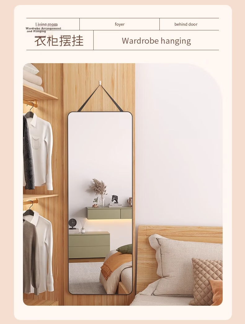 Xiaojiangcai Full-Length Wall-Mounted Dressing Mirror 40x150cm White for Home Bedroom Dormitory 20