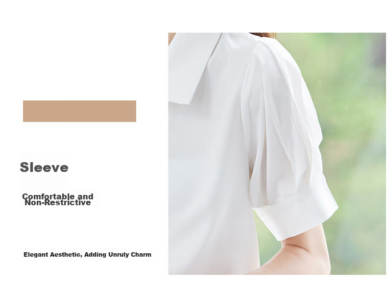 Jeanswest Women's White Short Sleeve Shirt with Lapel Collar Summer Professional Commuting Top, Size L 5