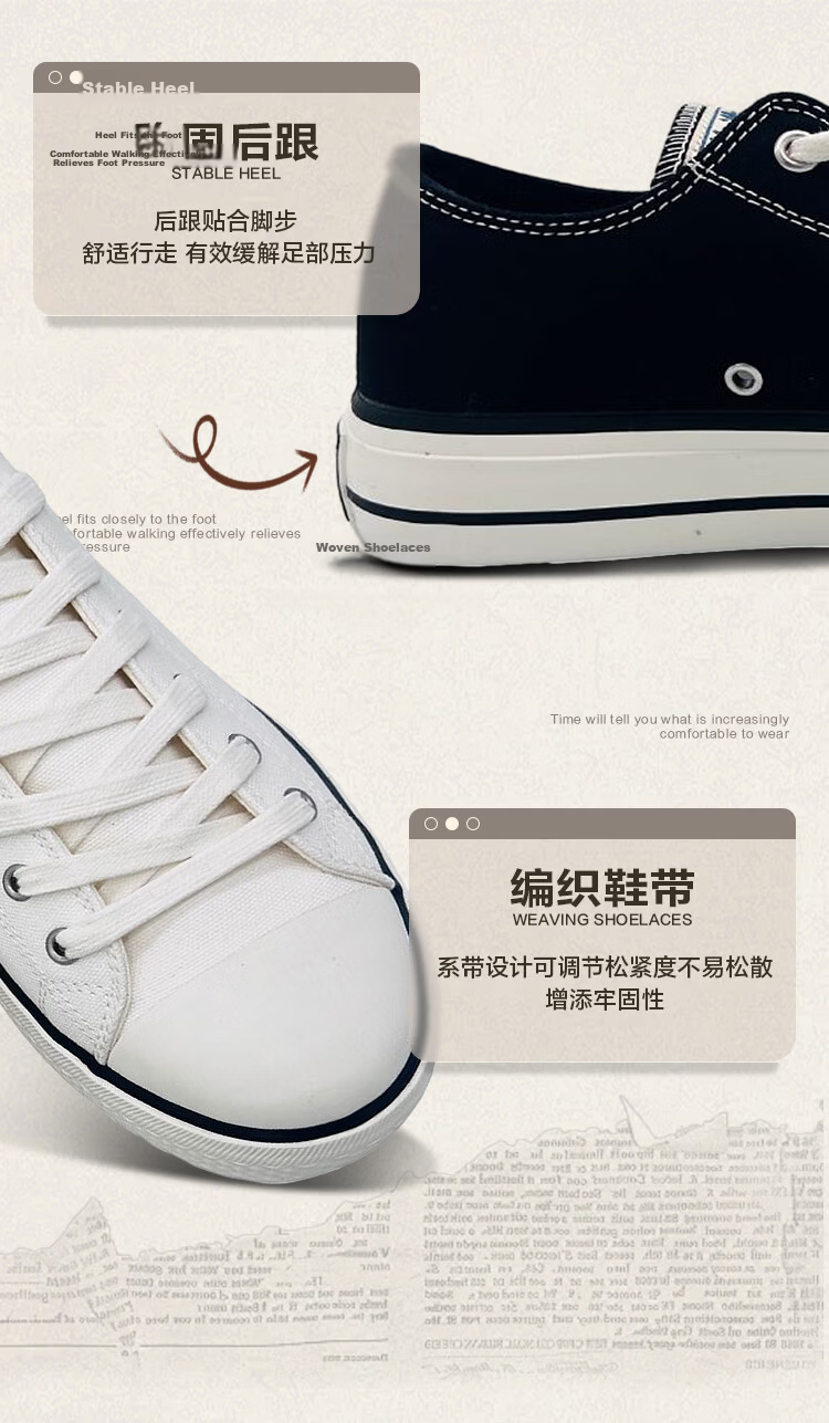 Qianjin Classic Retro Fashion Trend Canvas Shoes Breathable Non-slip Wear-resistant 2026 New Model Off-white Size 40 8