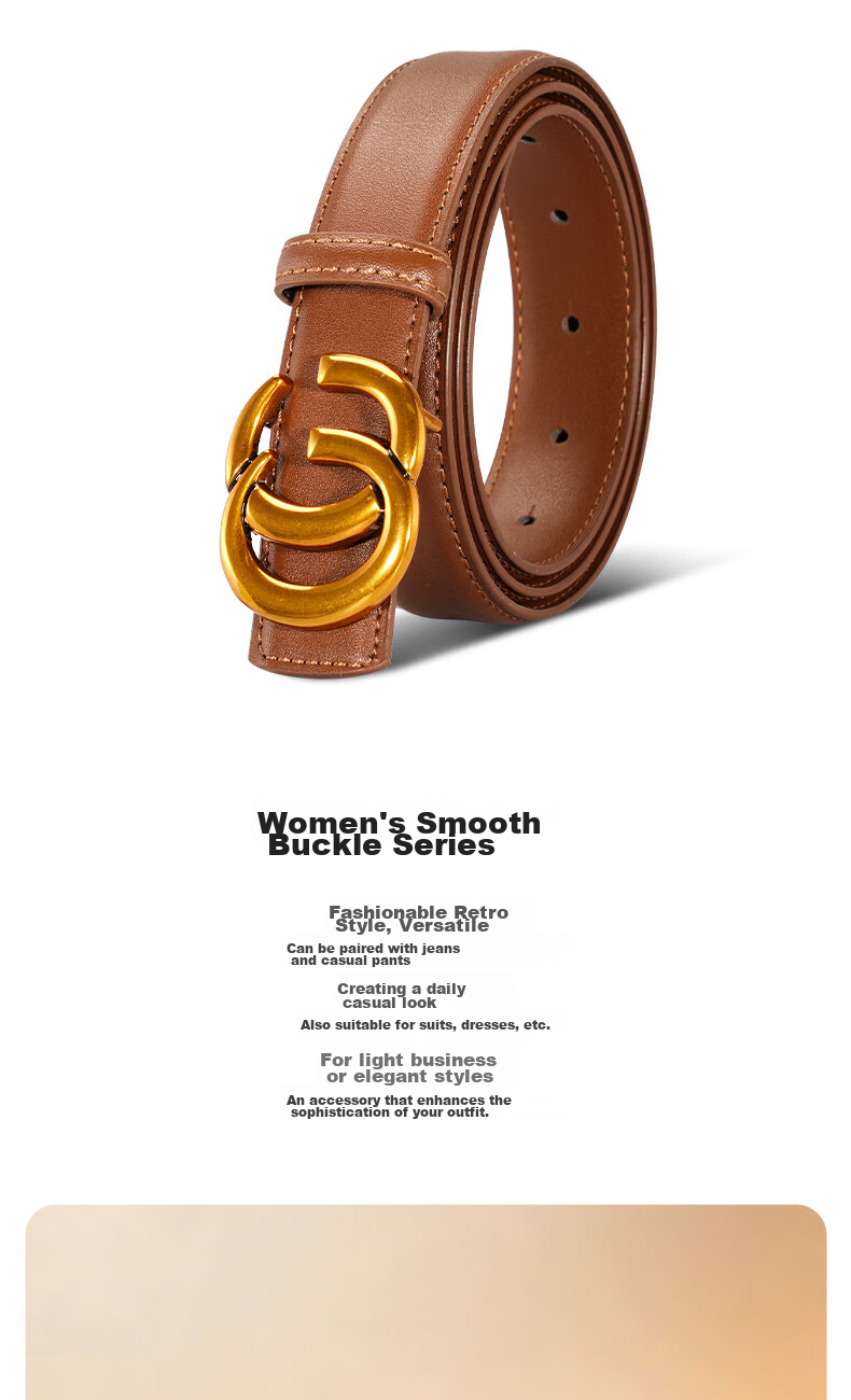 CARTELO Women's Genuine Leather Belt Jeans Belt Versatile Smooth Buckle Plate Buckle Pin Buckle Belt Birthday Gift for Girlfriend 2