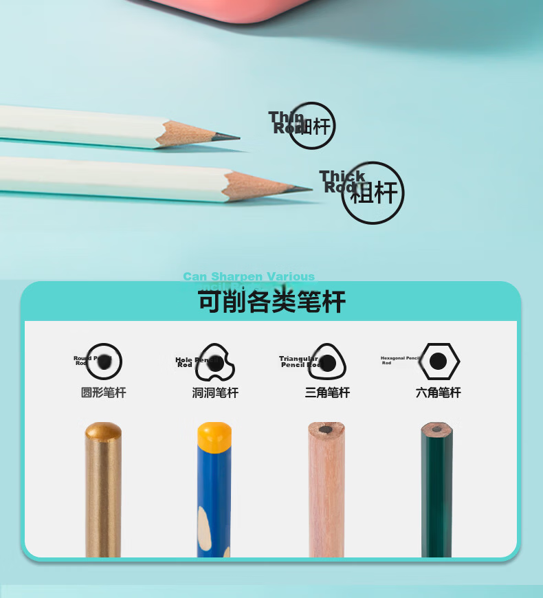Deli Large-Aperture Hand-Crank Pencil Sharpener with 5 Adjustable Thickness Settings, 12mm Large Triangular Pencil Sharpener for Students' Stationery, Exams, And Children's Birthday Gifts 5