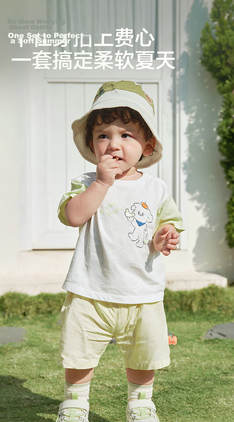 Balabala Baby Short Sleeve Set Infant Summer Outfit 2026 New Boys Girls T-Shirt Pants Cute Fashion 3
