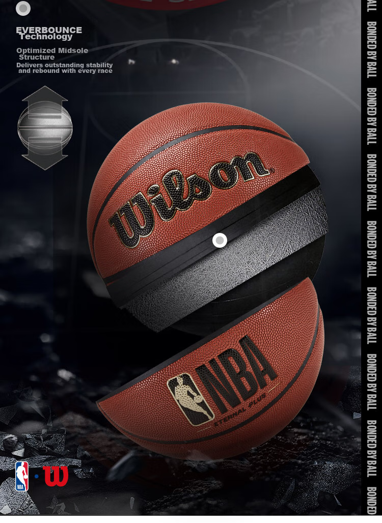 Wilson NBA Series Black Color ETERNAL PLUS Moisture-Absorbing Non-Slip Indoor And Outdoor Adult Size 7 Basketball 4