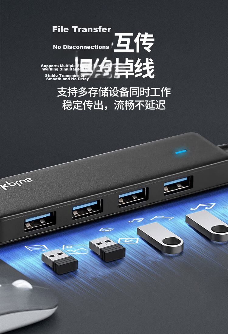 ThinkPad Lenovo USB Hub Adapter, HUB Converter, Laptop Expansion Dock, USB Extension Cable, USB Hub LA04B, 0.5M Metal 5