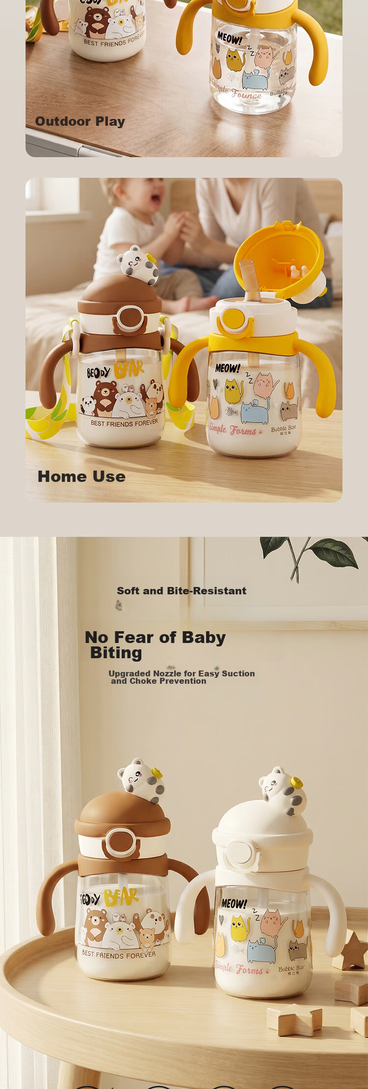 Bubble Bear PPSU Direct Drinking Cup 350ML Large Capacity Anti-Choke Durable Children's Water Cup for Infants and Toddlers 7