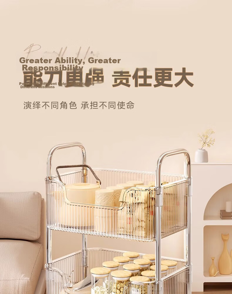 Shunyou Kitchen Storage Rack, Acrylic Floor-Standing Rotating Vegetable Shelf, Storage Rack, Mobile Cart SY-616 13