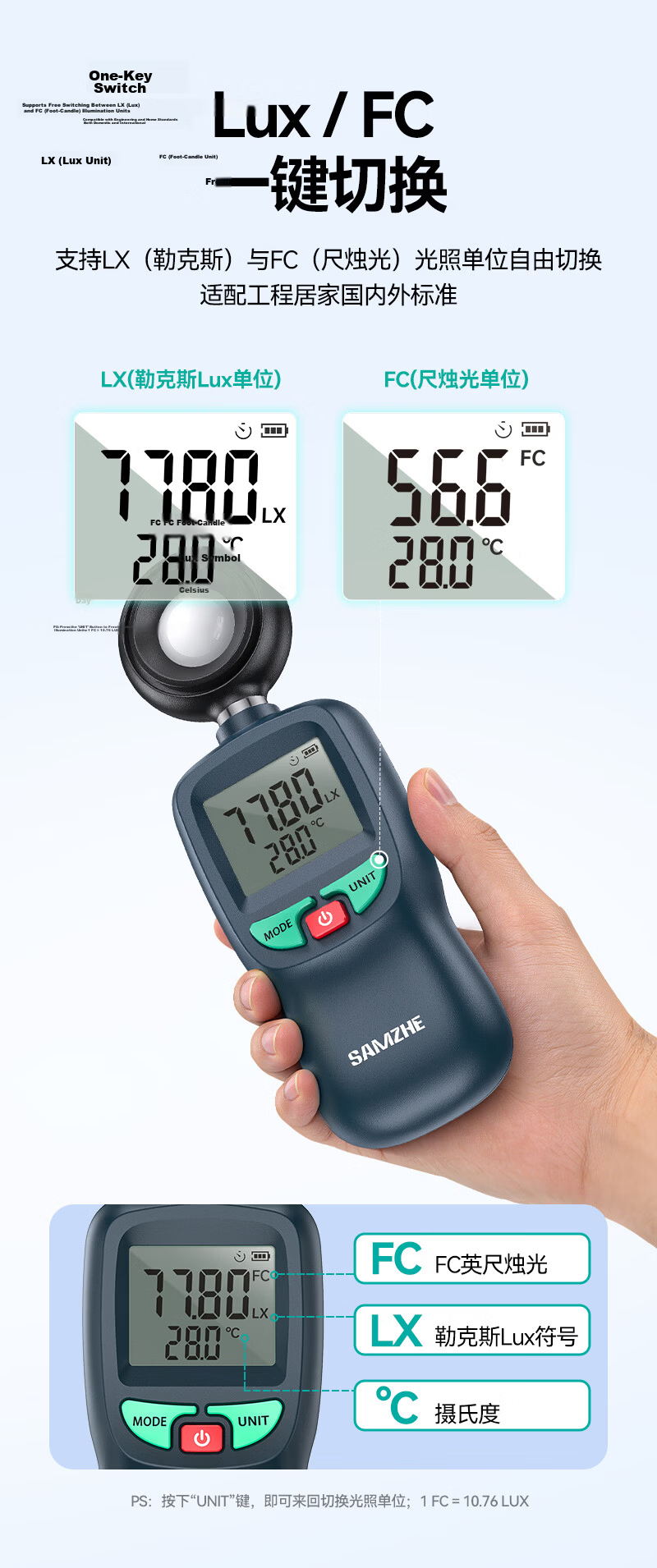 SAMZHE Digital Anemometer High-Precision Wind Temperature and Speed Meter Handheld Wind Speed Sensor SZ-FS01 6