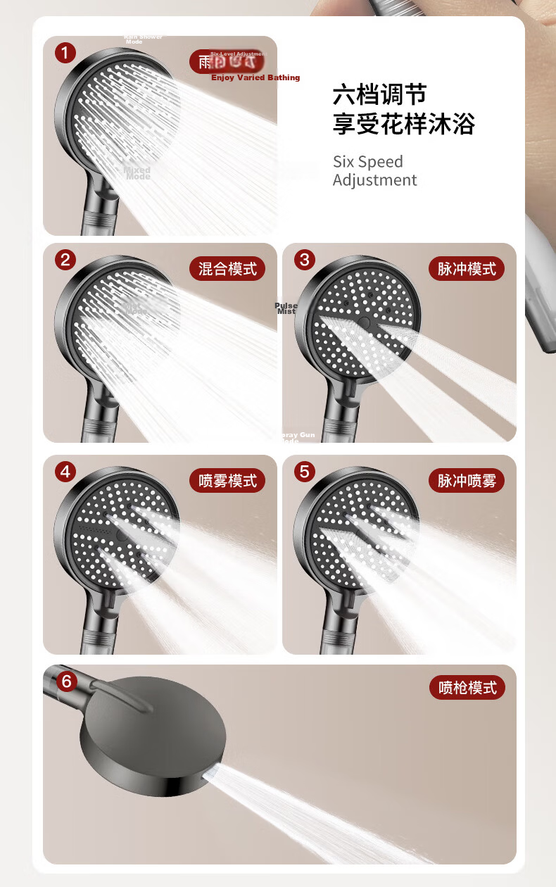 DU PONT Fortune Global 500 Gunmetal Gray Pressurized Shower Head Set with Filter Handheld Shower Head Complete Set 12