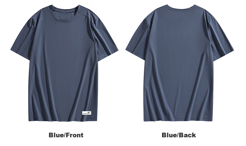 Warrior Men's Short Sleeve T-Shirt Summer Ice Cooling Quick-Dry Crew Neck Loose Breathable Casual Top Blue 3XL 20