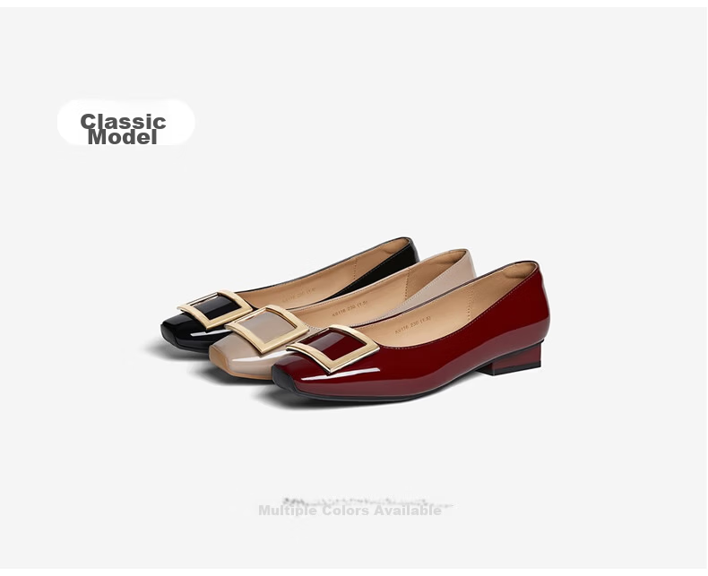 BASTO 26 Spring Simple Metal Buckle Commuter Block Heel Square Toe Women's Flats K5803AQ6 Light Pink Size 39 22