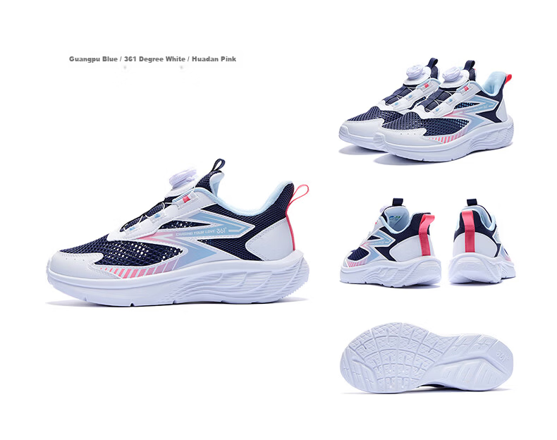361° Kids Sports Shoes Summer 2026 Boys and Girls Breathable Lightweight Cushioned Running Shoes Blue Size 29 27