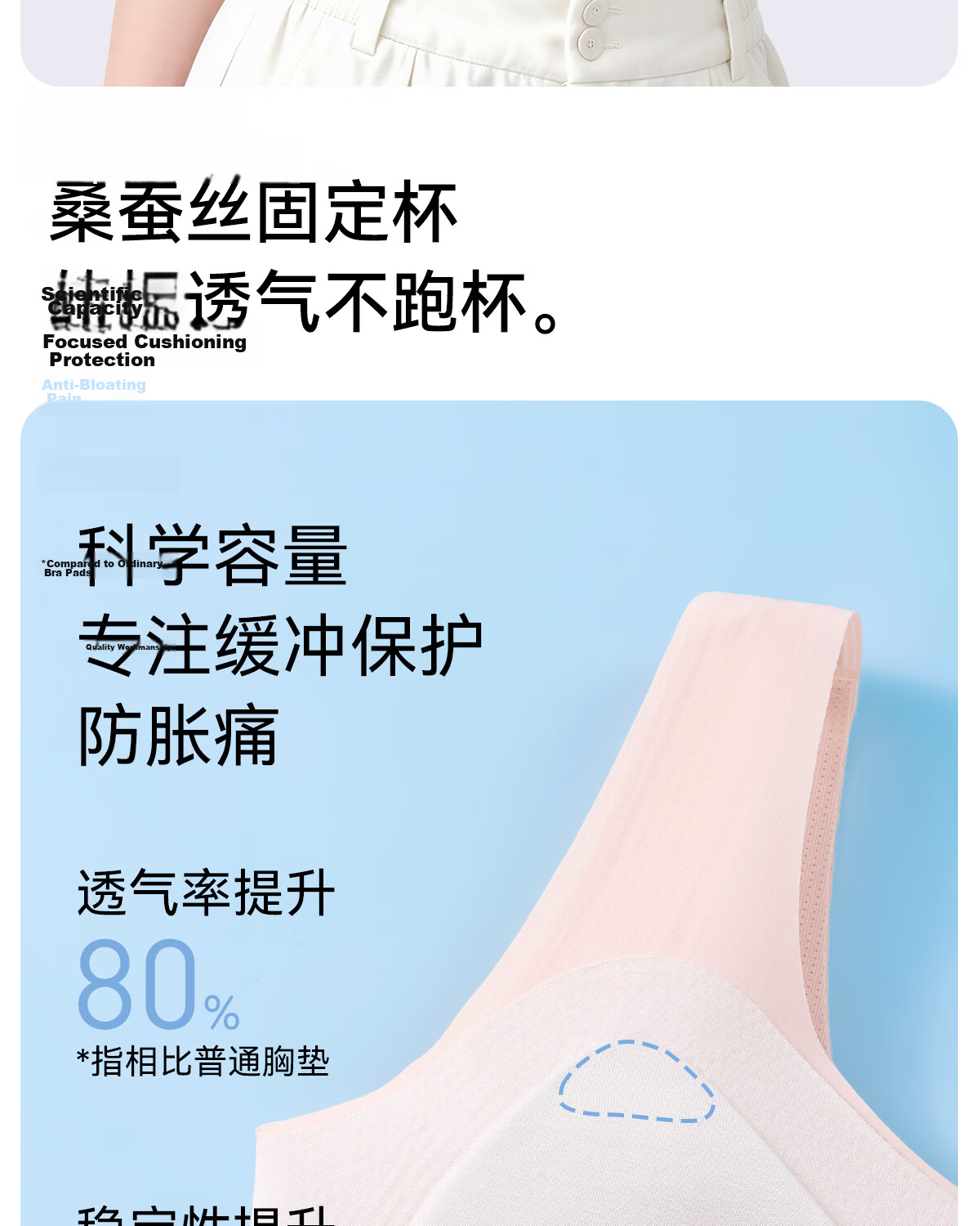Tingmei Teenage Girls Development Period High School Student Sports Shockproof Bra Fixed Cup Seamless Vest Blue 2XL 20
