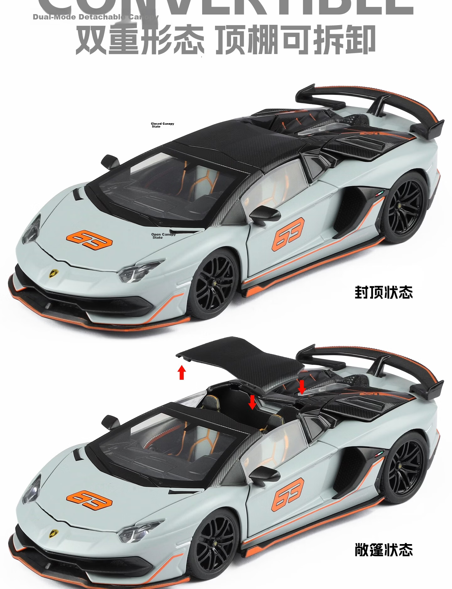 Black Mamba Officially Licensed 1:32 Lamborghini Aventador Car Model Children's Toy Alloy Car with Base Blue 7