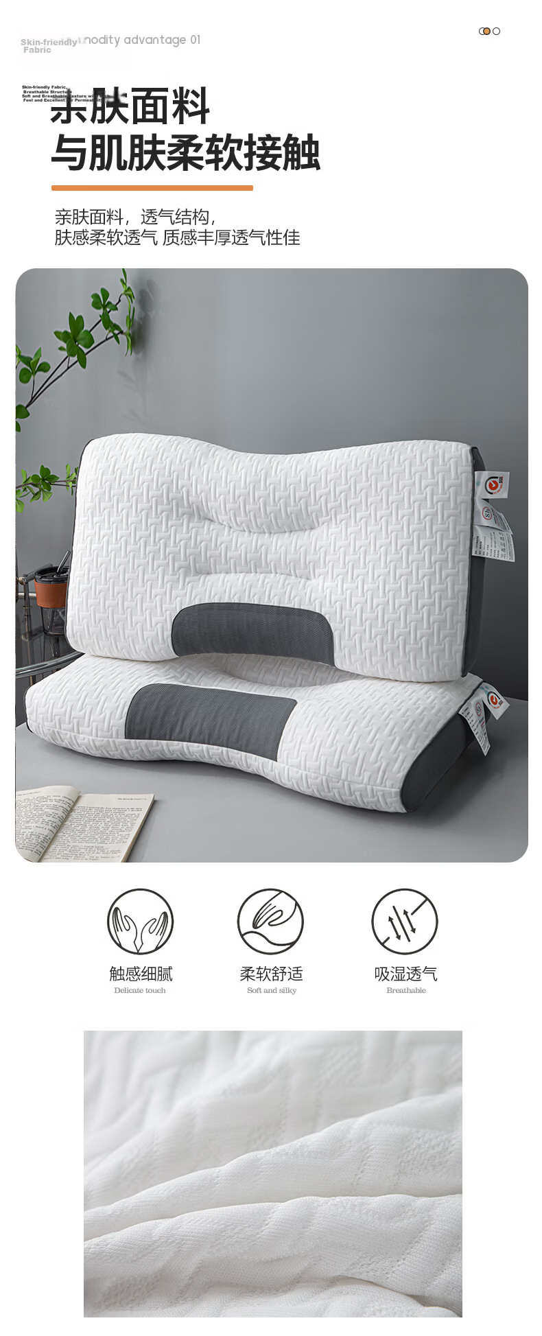 CROWN Cervical Pillow Zoned Neck Support Deep Sleep Pillow for Men and Women Hotel Single Pillow Core Adult Pair (Buy 2) 3