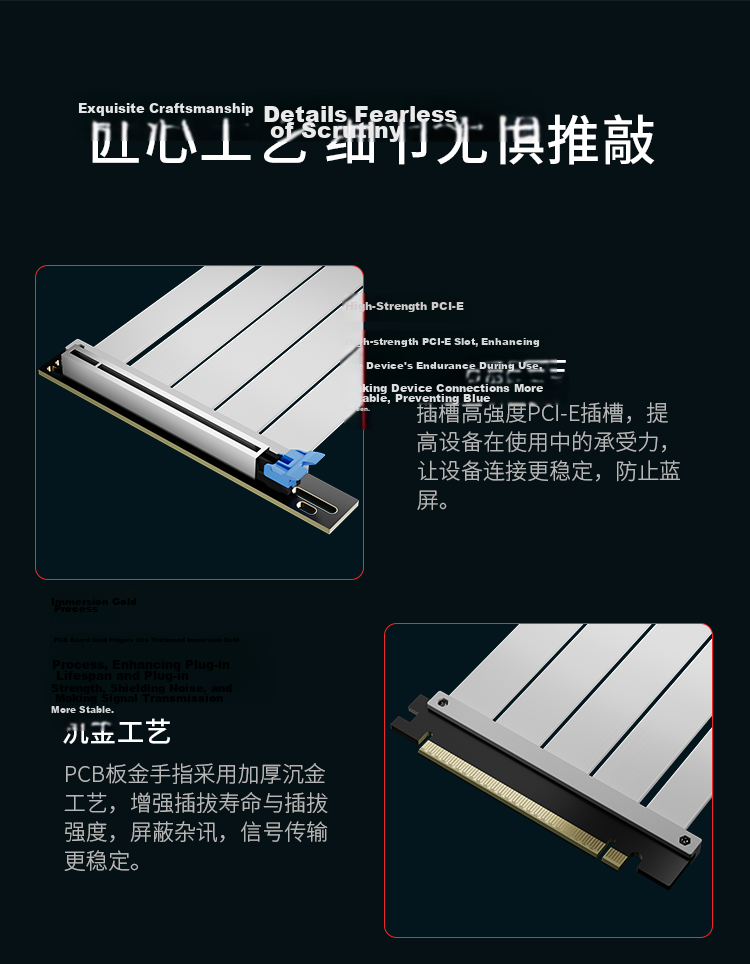 MOGE PCIe 5.0 GPU Extension Cable 90-Degree Flexible Cable Lossless Transmission EMI Shielding Graphics Card Vertical Mount Bracket 25CM MC589925 8