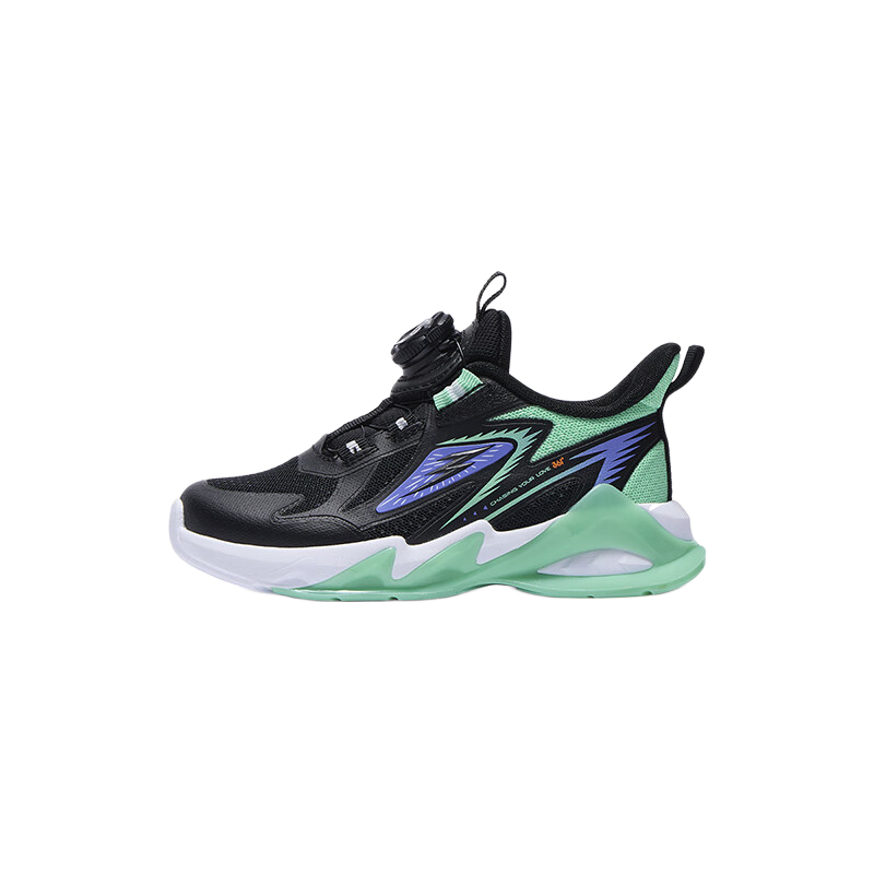 361° Kids Running Shoes 2025 Autumn Boys Toddler Comfortable Rebound Dial Buckle Trendy Sports Shoes Black Size 29