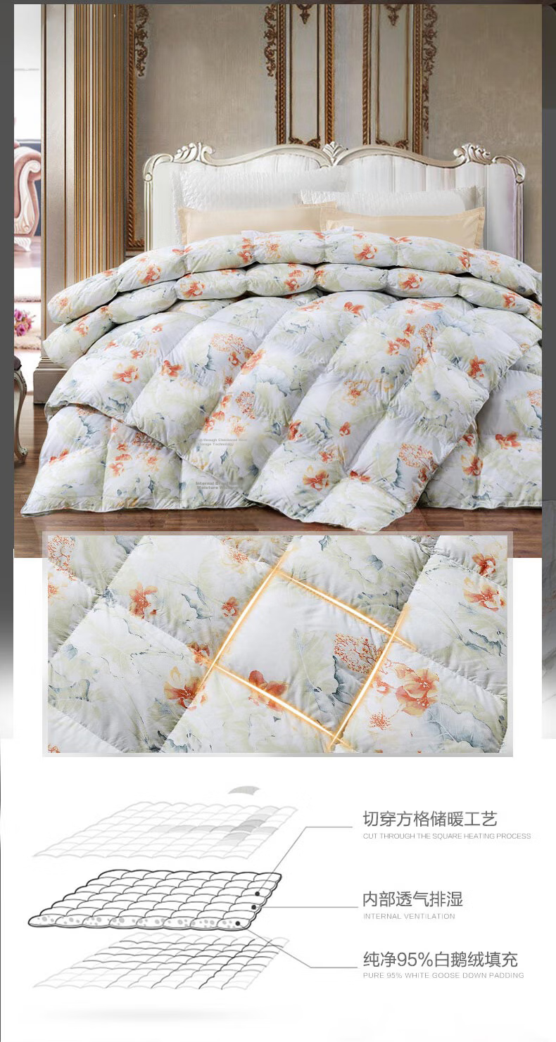 FUANNA High-End Down Comforter, 95% White Goose down Duvet, Winter Double Antibacterial Thick Quilt, 1100g Filling, 230×229cm 7