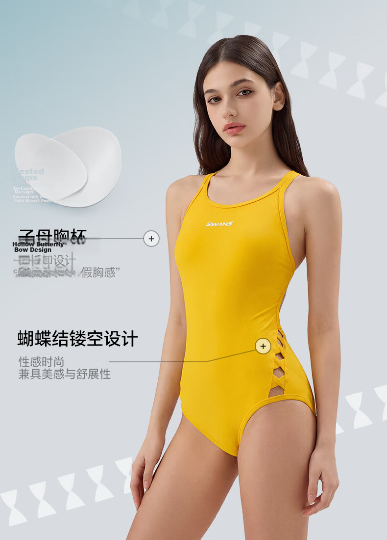 SWANS Women's Triangle One-Piece Swimsuit Professional Quick-Dry Chlorine-Resistant Sun-Protective Hot Spring Swimwear Prosperity Red M 5