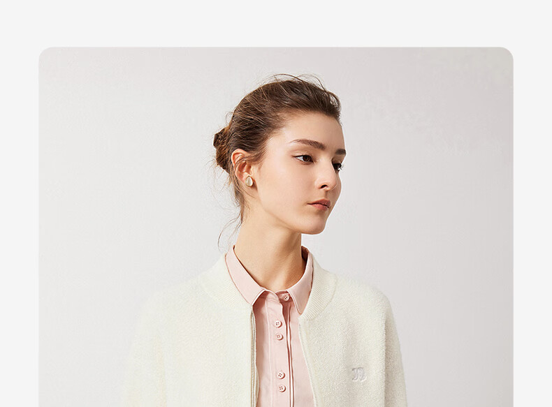Navikail Italian Small Sailboat Women's All-Wool Knit Short Jacket Baseball Collar Casual Cardigan 2331304501 White XL 19