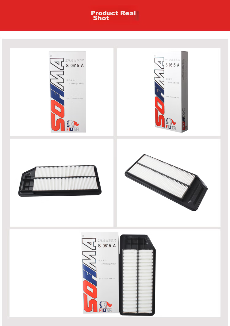 Suofeima Air Filter Element S3733A1 for Honda Vezel, XR-V, Fit, Fengfan, Gurei, Jingrei LIFE 1.5 3