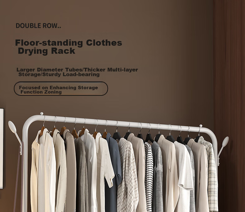 Nanye Floor Clothes Drying Rack Multifunctional Simple Home Bedroom Balcony Thickened Coat Hanger DGW-3B 1