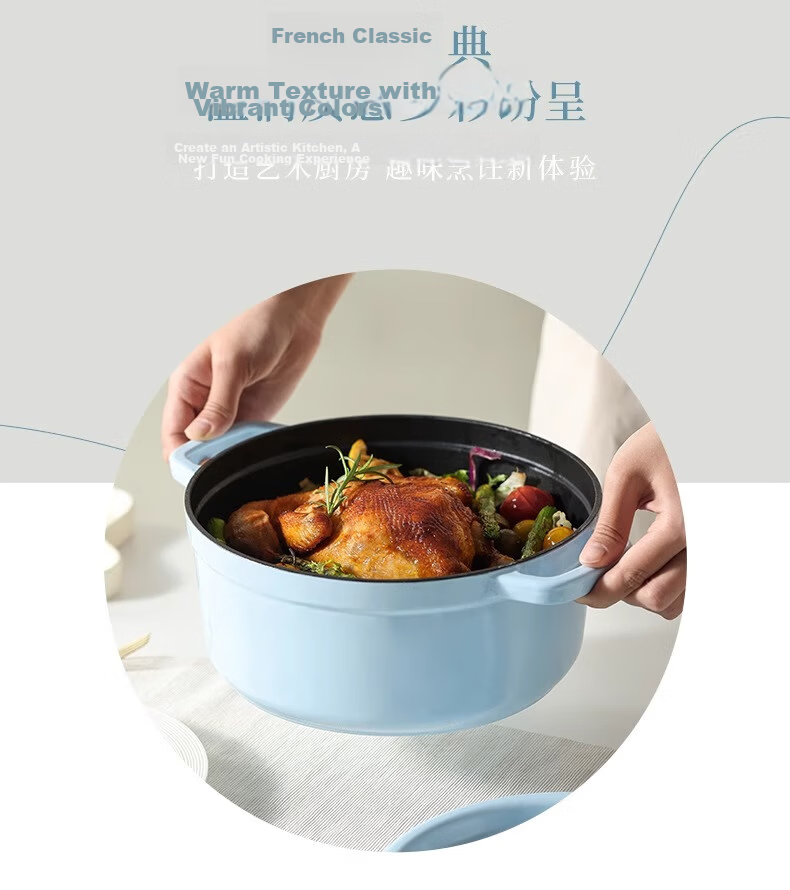 CaROTE Enamel Cast Iron Pot 26cm Non-Stick Stew Pot Casserole Soup Pot Induction Cooker Compatible 2