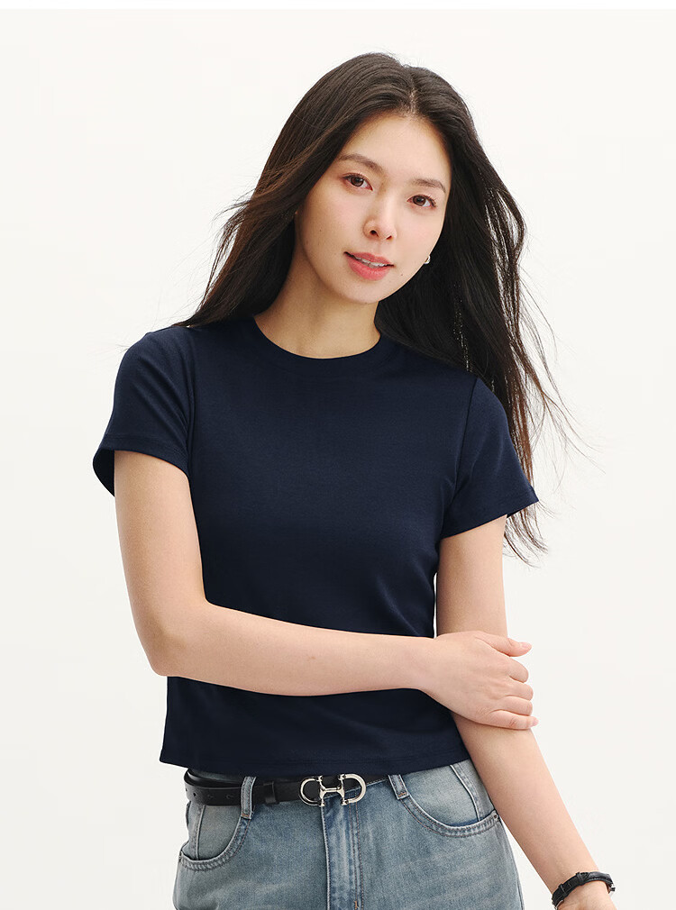 Semir Cooling Short Sleeve T-Shirt Women Summer Slim Fit Regular Shoulder Crew Neck Top 2026 Pullover 109326100004 31