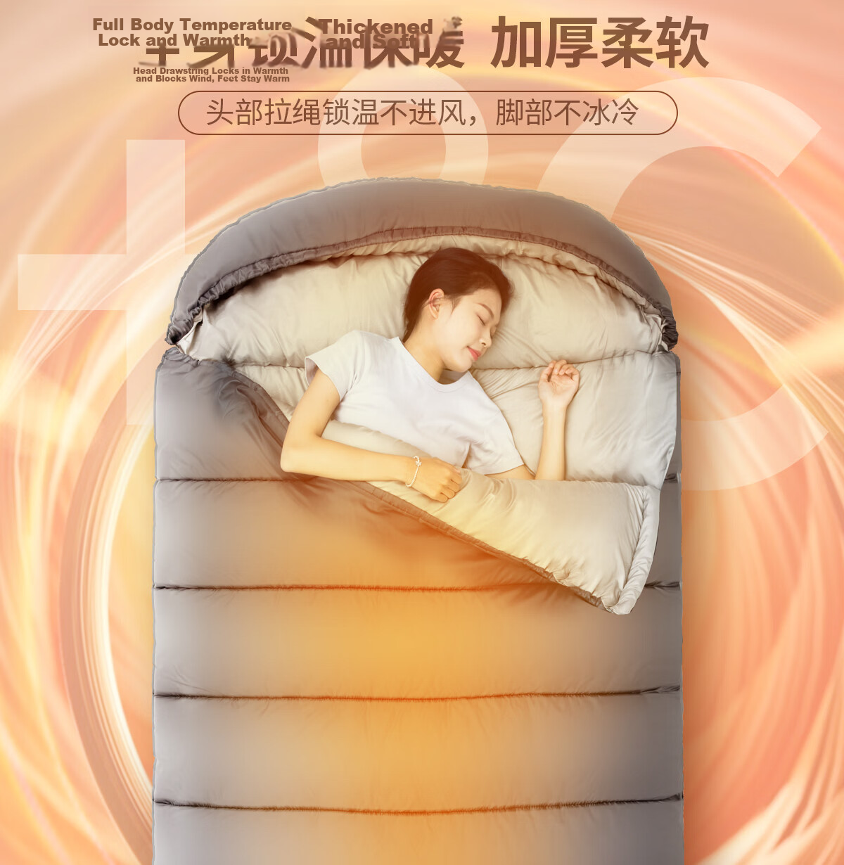 Beishanlang Outdoor Sleeping Bag Adult Winter Warm Extra Wide Envelope Cotton Sleeping Bag Camping Thickened Universal Gray -2.5 5