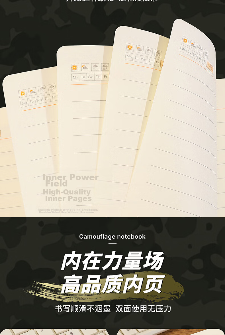 AoHuan A7 Desert Camouflage Yellow Strap Notebook 180 Sheets 360 Pages Outdoor Training Educational Theory Study Record Soldier Gift Diary Custom LOGO 4