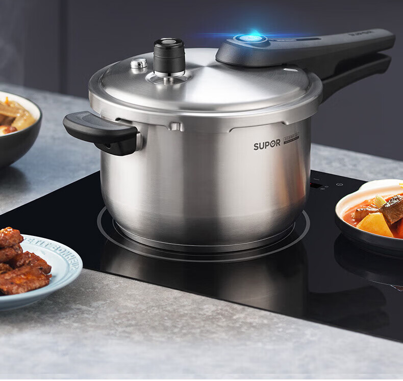 SUPOR Blue Eye 304 Stainless Steel Pressure Cooker, 22cm High Pressure Cooker, Compatible with Gas And Induction Stoves, YW22S1 22