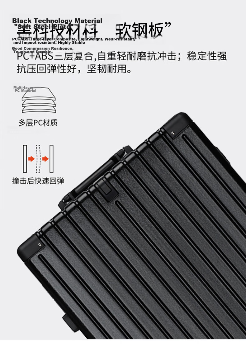Semir Luggage Business Trolley Travel Suitcase Universal Password Lock Black (Upgraded Aluminum Frame) 20 Inch 3