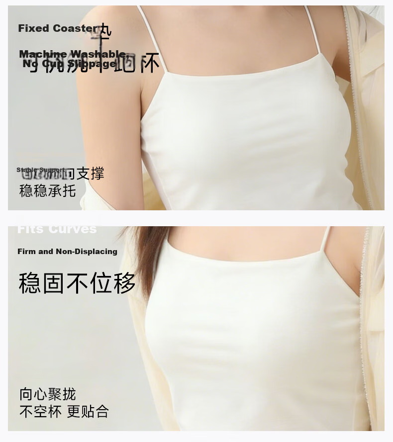 GUJIN Modal Camisole with Built-in Padded Bra, Wireless Bra, Thin Straps, Beautiful Back, Seamless Base Layer for Women 8
