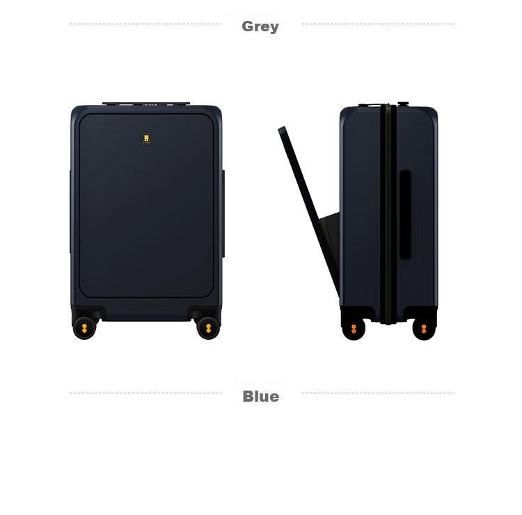 LEVEL8 Suitcase Travel Luggage 20-Inch Business Carry-On with Front Opening, Spinner Wheels And Password Lock for Men And Women, Blue 18