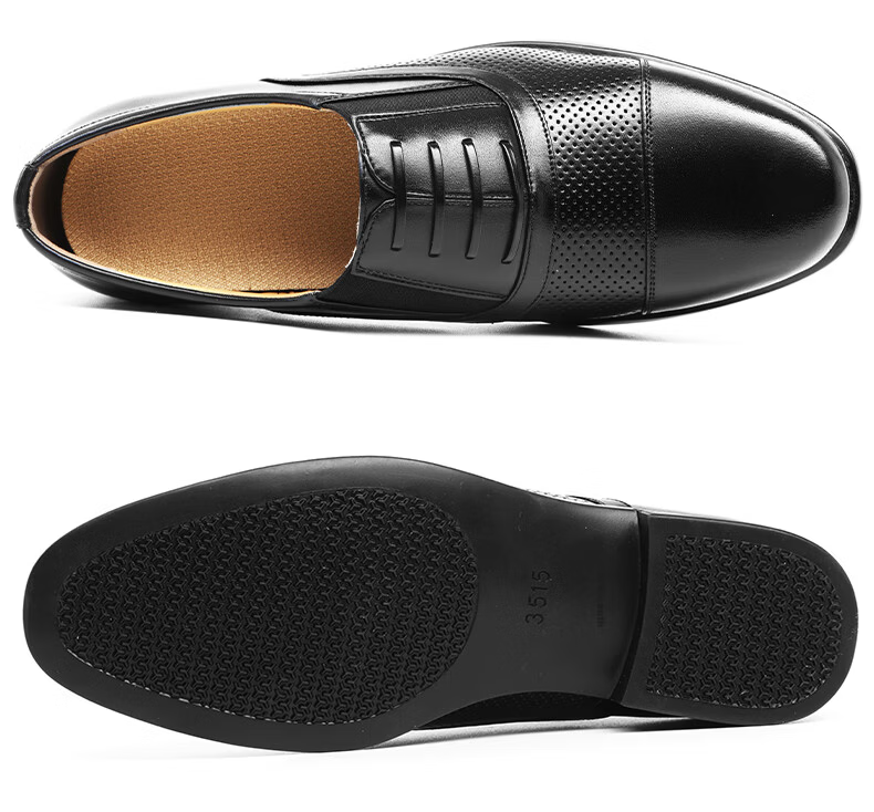 3515 Three-Prong Loafers, Comfortable And Breathable Men's Slip-On Business Formal Leather Shoes Derby Shoes, Black, Size 43 13