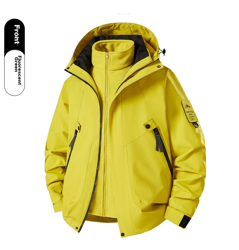 JEEP SPIRIT Three-In Jacket for Men And Women, Outdoor Windproof Waterproof Mountaineering Coat, Black XL 28