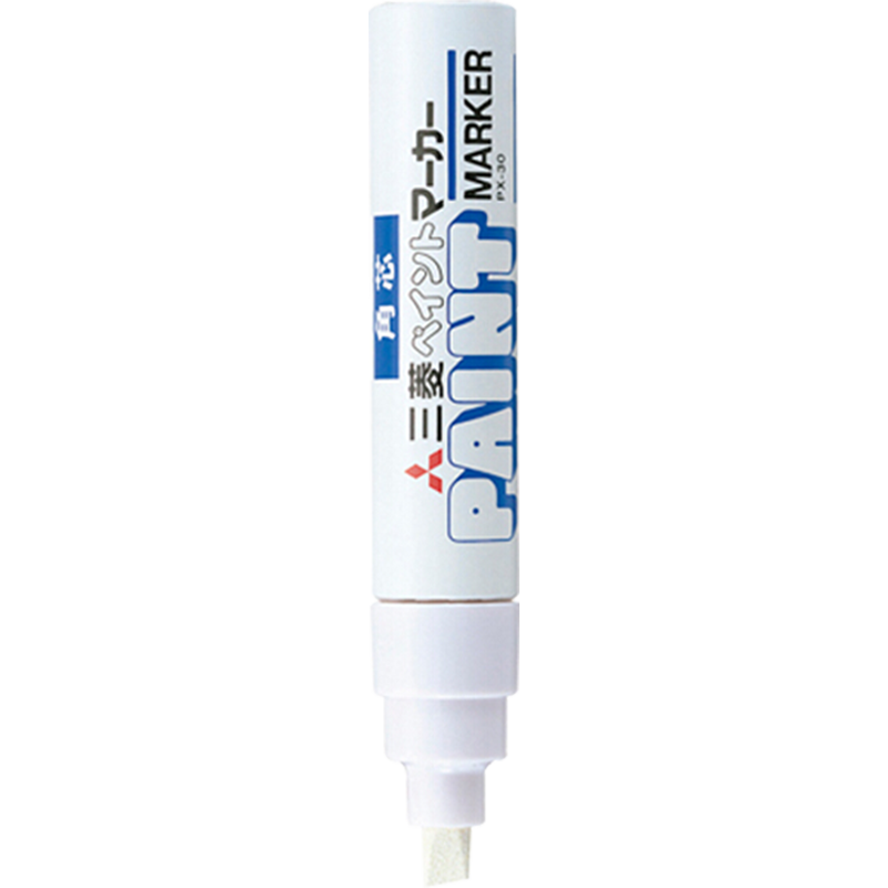 Uni Mitsubishi Paint Marker PX-30 Wide Chalk Marker Non-Shedding Angled Tip Thick Oil-Based Pen (Suitable for Car Touch-Up Painting) 4.0-8.5mm White Single Pack
