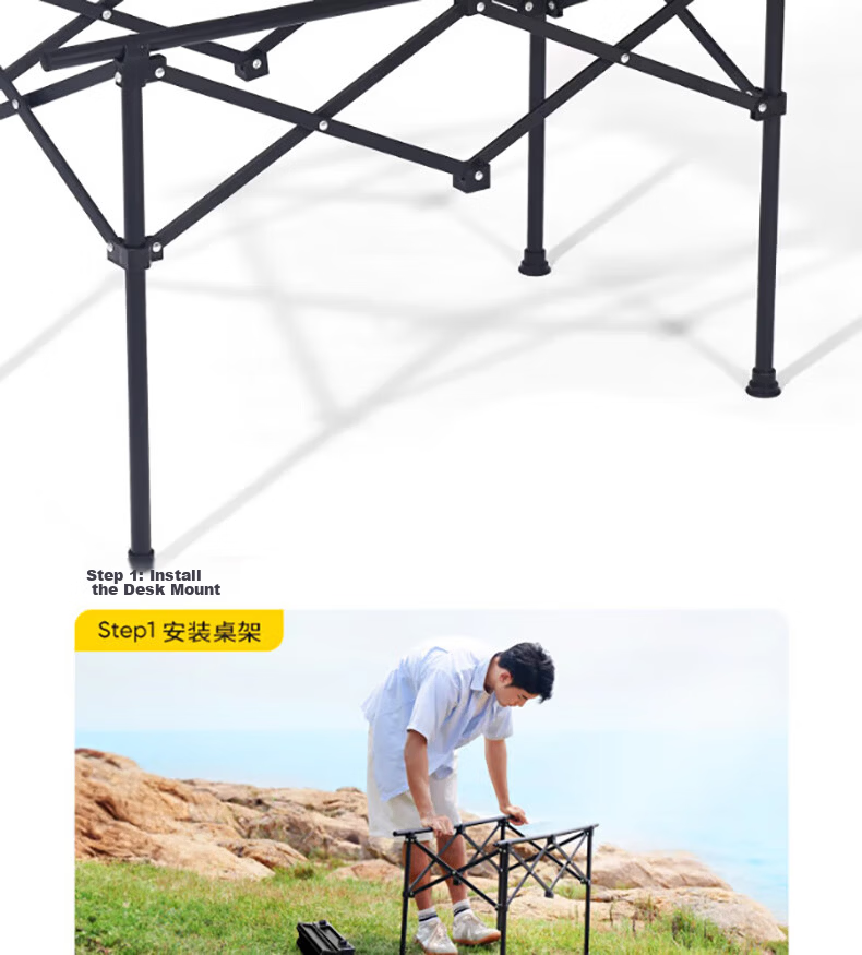 Gosoo Egg Roll Table Camping Table Outdoor Folding Table Market Picnic Table Portable Outdoor Balcony Leisure Table Black 17