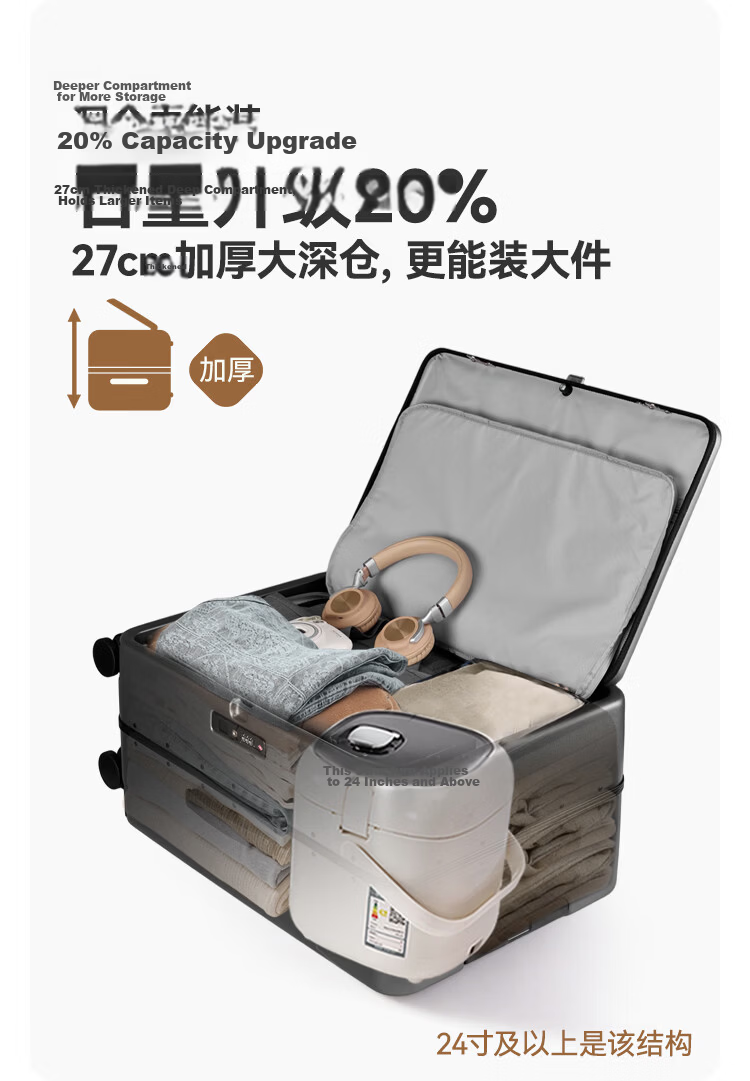 JD Original Wujian One-Click Front Opening Aluminum Frame Suitcase for Men And Women, Large Capacity Carry-On Luggage, Deep Sea Blue, 20 Inches 6